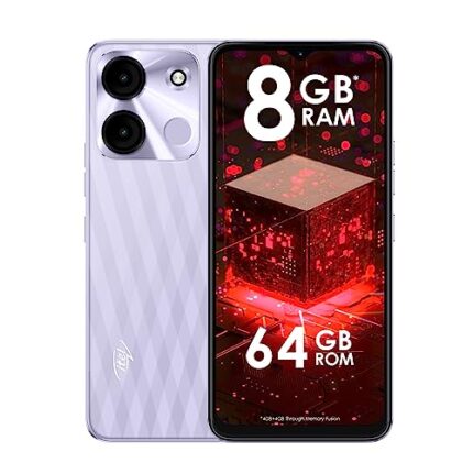Itel A60s (4GB RAM + 64GB ROM, Up to 8GB RAM with Memory Fusion | 8MP AI Rear Camera | 5000mAh Battery with 10W Charging | Faceunlock & Fingerprint - Moonlit Violet
