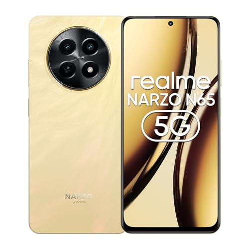 realme NARZO N65 5G (Amber Gold 6GB RAM, 128GB Storage) realme NARZO N65 5G (Amber Gold 6GB RAM, 128GB Storage) India's 1st D6300 5G Chipset | Ultra Slim Design | 120Hz Eye Comfort Display | 50MP AI Camera| Charger in The Box