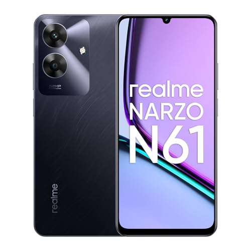 realme NARZO N61 (Marble Black,6GB RAM+128GB Storage) 90Hz Eye Comfort realme NARZO N61 (Marble Black,6GB RAM+128GB Storage) 90Hz Eye Comfort Display | IP54 Dust & Water Resistance | 48-Month Fluency | Charger in The Box
