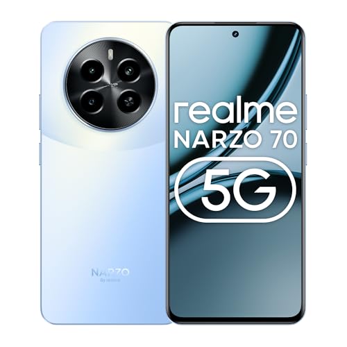 realme NARZO 70 5G (Ice Blue,8GB RAM, 128GB Storage | realme NARZO 70 5G (Ice Blue,8GB RAM, 128GB Storage | Dimensity 7050 5G Chipset | 120Hz AMOLED Display | 50MP Primary Camera | 45W Charger in The Box