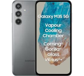 Samsung Galaxy M35 5G (Thunder Grey,8GB RAM,256GB Storage)| Corning Gorilla Glass Victus+| AnTuTu Score 595K+ | Vapour Cooling Chamber | 6000mAh Battery | 120Hz Super AMOLED Display| Without Charger