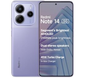 Redmi Note 14 5G (Phantom Purple, 6GB RAM 128GB Storage) | Global Debut MTK Dimensity 7025 Ultra | 2100 nits Segment Brightest 120Hz AMOLED | 50MP Sony LYT 600 OIS+EIS Triple Camera