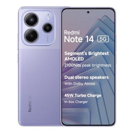 Redmi Note 14 5G (Phantom Purple, 6GB RAM 128GB Storage) | Global Debut MTK Dimensity 7025 Ultra | 2100 nits Segment Brightest 120Hz AMOLED | 50MP Sony LYT 600 OIS+EIS Triple Camera