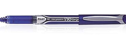 Pilot Hi-Tecpoint V10 Grip 1.0mm Pure Liquid Ink Roller Ball Pen with Dimpled Rubber Grip | Blue Ink, Pack Of 12