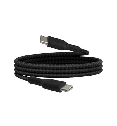 Belkin USB-IF Certified Braided 60 W USB-C to USB-C (Type C) Charge cable | iPhone 16, 15,14, 13 | 3.3 Feet / 1 Meter | Black