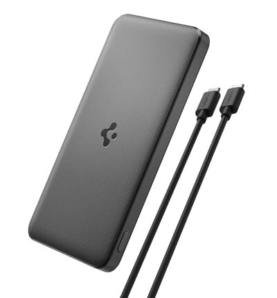Spigen ArcPack 10000mAh Power Bank | PD 3.0 Fast Carging | 22.5W Max Output | 2 Type-C Ports,1 USB-A Port- (ABS + PC | Black)