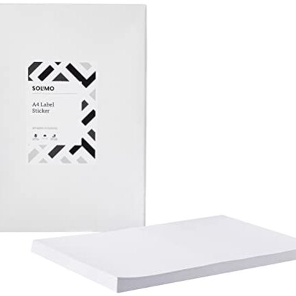 Amazon Brand - Solimo Self-Adhesive Label Sticker, A4 Size, 1 Label Per Sheet, 100 Sheets Pack