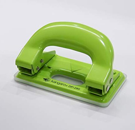 Kangaro Desk Essentials DP-280 2 Hole Metal Classic Mini Paper Punch | Removable Chip Tray with Durable Steel Consecution | Color May Vary, Pack of 1