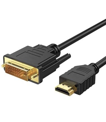 ETZIN DVI to HDMI Cable, 5ft HDMI Male to DVI-D Male Bi-Directional Adapter Cable, HDMI to DVI-D 24+1 High Speed Cable Support 1080P HD for Raspberry Pi, Roku, Xbox One, PS5(DVI to HDMI) EPL-1203H