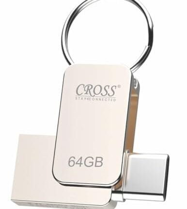CROSS® Pendrive 2 in 1 Flash Drive with USB A, Type-C Interface Mini Hangable PenDrive for iOS & Android Compatible with Phone, Pad, Android, PC and More(64 GB, CROSS 2 in 1 USB - Type-C PENDRIVE)