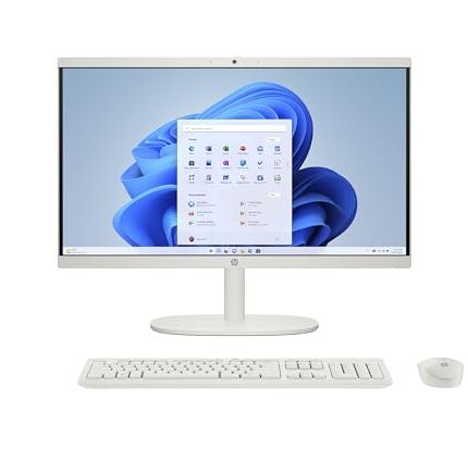 HP All-in-One Desktop Intel® Core i3-N300,21.5 inch(54.5cm),FHD,Anti-Glare,8 GB DDR5, 512GB SSD,White Wireless Keyboard and Mouse Combo,White, Windows 11, 4.17kg,22-dg0786in