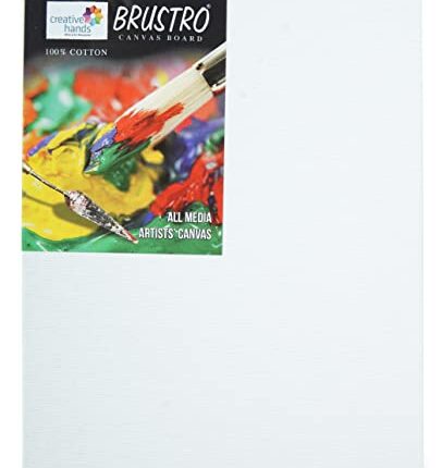BRUSTRO Artists 100% Cotton Canvas Board | 8 x 10 Inch, 4 mm | Pack of 1 | White | Medium Grain, Acrylic and Oil Painting, Strudy, Zero Percolation, Acrylic, Ideal for Students, Professionals
