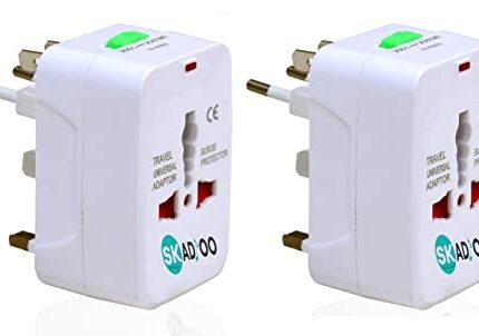 SKADIOO 2 Pieces Universal Travel Adapter, Adapter, Travel Adapter, Universal Adapter, Adapter Charger, International Adapter All in one Adapter Plug for Phone, Laptop, Camera, 2 Piece, White