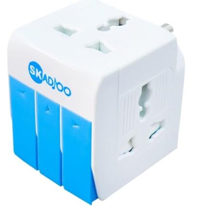 SKADIOO multiplug | Three pin Plug Socket | 3-in-1 Universal Travel Adapter Multi-Plug with Individual Switch Socket with Individual Switch Spike Buster Fuse Protected