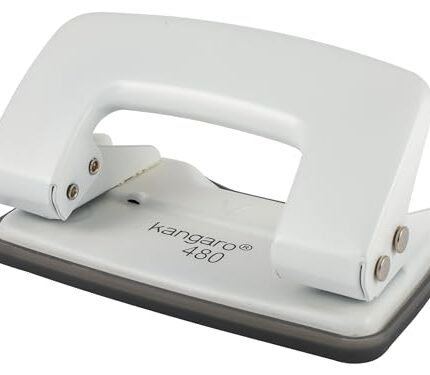 Kangaro Desk Essentials DP-480 2 Hole Heavy Duty Metal Paper Punch | Removable Chip Tray | 12 Sheets Capacity | Office Essentials | Pack of 1 | Color May Vary