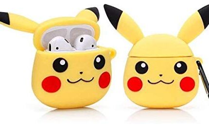 Meyaar Silicon Cover Compatible with Apple Airpods 1 & 2, 360° Protective Case Only Made for Airpod 2 & 1 case (Not for Any Other Model) (Yellow Pika-chu)