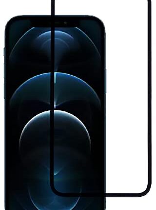 Tough Lee Tempered Glass Screen Guard for Apple iPhone 12 Pro Max (Black) Edge to Edge Full Screen Coverage Gorilla Protector with Easy Installation Kit; Pack of 1