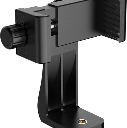 INEFABLE Tripod Mount Adapter 360-Degree Cell Phone Holder with Adjustable Clamp Phone for Smartphones & All Types of Tripods with 1/4 Screw - Black - Pack of 1