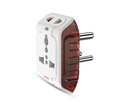 Goldmedal Spice 3-Pin 240V Universal Travel Adaptor with LED Indicator (White) - Pack of 1, Compatible with Worldwide Plugs