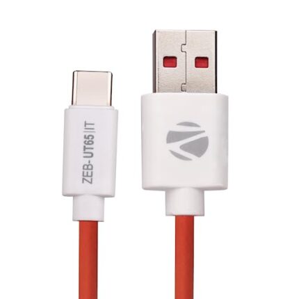 ZEBRONICS Ut65 Usb - Type C Cable, 65 Watts, Rapid Charging, Charge & Sync, 1 Meter| Samsung | Oneplus | Xiaomi | Realme | Oppo,Multicolor
