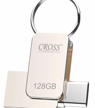 CROSS® Pendrive 2 in 1 Flash Drive with USB A, Type-C Interface Mini Hangable PenDrive for iOS & Android Compatible with Phone, Pad, Android, PC and More(128 GB, CROSS 2 in 1 USB - Type-C PENDRIVE)