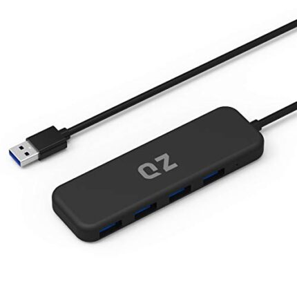 [1.3 Feet Long Cable, 5Gbps, USB 3.1 Gen 1] QZ USB Hub for Next Gen Office Work Station, 4 Ports, USB 3.1 Gen 1 for PC and Laptops