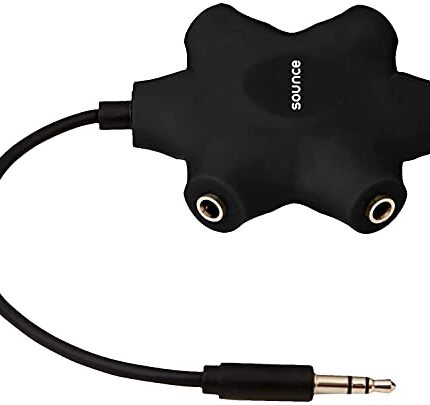 Sounce 5-Way Multi Headphone Audio Splitter Aux Adapter Connector Multi Headphone Splitter, 3.5mm Audio Stereo Splitter Cable, 1 Male to 5 Port Female Earphone Headset Splitter Adapter, black (5WAYAUX)