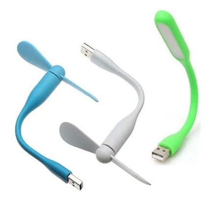 BLAXSTOC RD-778 Portable Mini USB Dragon Fan with 2 Leaf & 1 Pc Poratble LED Mini Light Connect with Laptop, Smartphone, Powerbank, USB Adapter/Hub (Multicolour)