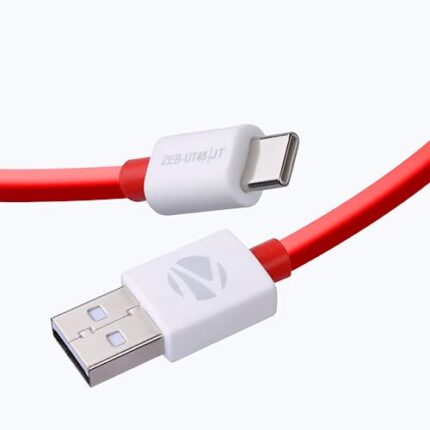 ZEBRONICS Ut45 Usb - Type C Cable, 45 Watts, Rapid Charge, Charge & Sync, 1 Meter| Samsung | Oneplus | Xiaomi | Realme | Oppo,Red