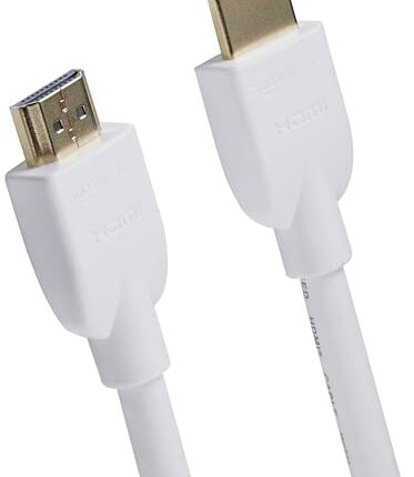amazon basics High Speed 1.4B Hdmi Cable - Supports Ethernet,Full Hd 3D,4K Hdr And Arc (4K@60Hz,18Gbps) - 15 Foot,White