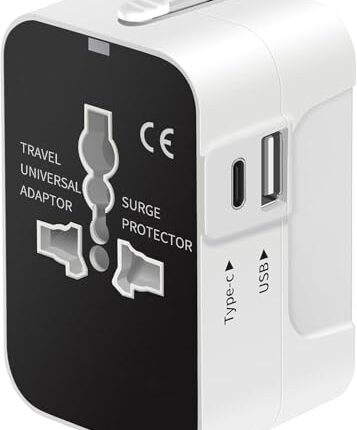 rts Universal Travel Adapter With Type C Usb-C,3 In 1 Universal Adapter Plug,Travel Accessories With 1 Usb,1 Usb-C With 2.4A,Travel Adaptor International All In One For Phone,Laptop,Mobile,Tablet