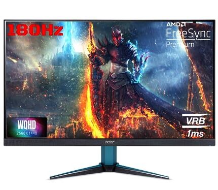 Acer Nitro Vg271U M3 27 Inch IPS Wqhd 2560X1440 Pixels Gaming Backlight Led LCD Monitor|180Hz Refresh Rate|0.5 Ms Response|Dci-P3 95%,Hdr10 Support|2X Hdmi,1X Dp|Eye Care|Stereo Speakers,Black