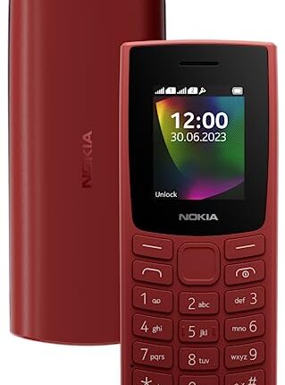 Nokia 106 Dual Sim, Keypad Phone with Built-in UPI Payments App, Long-Lasting Battery, Wireless FM Radio & MP3 Player, and MicroSD Card Slot | Red