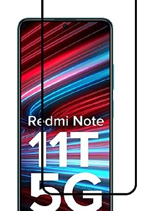Tough Lee Tempered Glass Screen Guard Protector for Redmi Note 11T 5G / Xiaomi Mi Poco M4 Pro 5G (Black) Edge to Edge Full Screen Coverage with Easy Installation Kit; Pack of 1