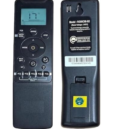 BSPS 2 Years Warranty Ac Remote Flexi Cool 6 in 1 Model no. RG56CMI-B2 AC Remote Compatible for Carrier Split/Window AC Remote, Black