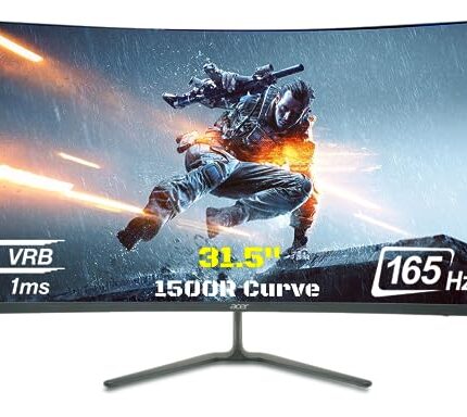 Acer ED320QR 31.5 Inch Full HD VA Panel 1500R Curved Backlight LED LCD Monitor I 1 MS VRB I 165Hz Refresh Rate I AMD Free Sync Premium I HDR 10 I 2 X HDMI 1 X Display Port I Eye Care Features I Black