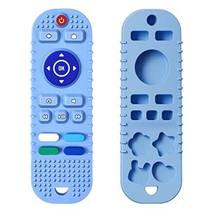 tekme Silicone Remote Teether For Baby, For 3+ Months Baby, Helps Biting Skills Development, Teething Toys For Babies And Toddlers (Blue)