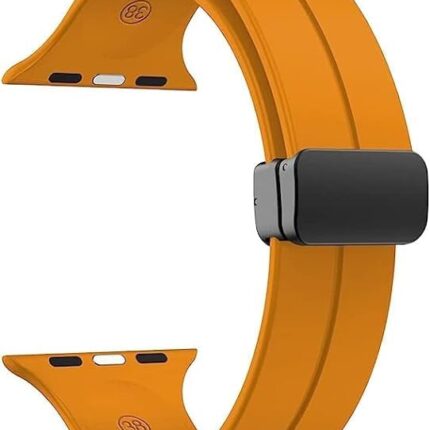INEFABLE 42mm 44mm 45mm 49mm SmartWatch Band Strap Sport Edition Magnetic Buckle for Apple Watch Series I Watch Ultra/8/7/6/5/4/3/2/1/Se/Se2 - Pack of 1 - Orange