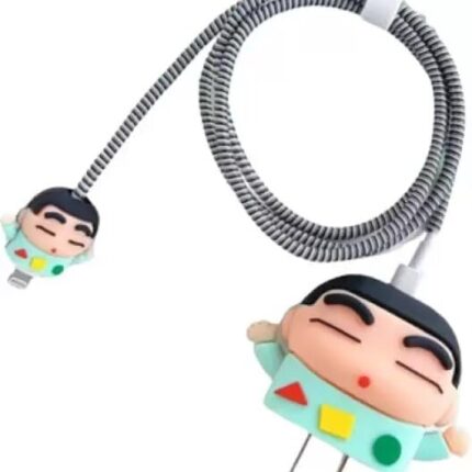 EDNITA Cable Protector with 3D Cute Pattern for iPhone Charger only 18W & 20W-Data Line Wire Saver Charging Cable Charger Protective Cable Full Protection Set of - 1 (Sinchan)