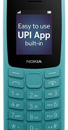Nokia All-New 105 Single Sim Keypad Phone with Built-in UPI Payments, Long-Lasting Battery, Wireless FM Radio | Cyan