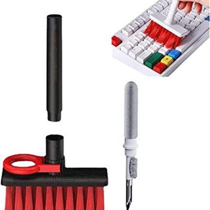 SWAPKART 5-in-1 Cleaning Soft Brush Keyboard Cleaner, Multi-Function Computer Tools Kit Corner Gap Duster Key-Cap Puller for Bluetooth Earphones, Laptop Air-pods & Pro Camera Lens (Random Colour)