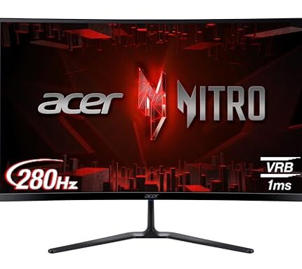 Acer ED270 Z 27 Inch Full HD 1500 R Curved Gaming Backlit LED LCD Monitor I 1MS VRB, 280Hz Refresh Rate I AMD Freesync Premium I HDR10 I 2 x HDMI(2.0) 1 x DP(1.4), Audio Out I 2W x 2 Speakers I Black