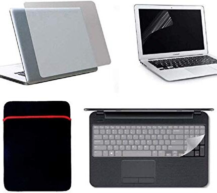 Fedus Multicolor 4 in 1 Kit for 15.6 inch Laptop Back Cover Screen Guard and Keyboard Protector,Sleeve Bag All Laptop Size