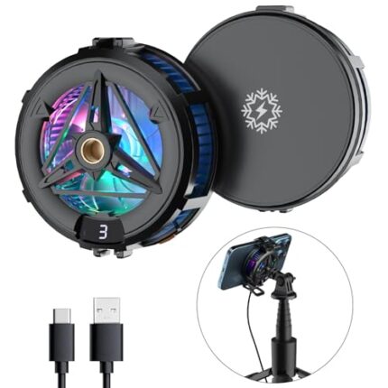 MOBILIFE Magnetic Mobile Cooler, Semiconductor Technology Phone Cooler for iPhone 12/13/14/15/16, 3 Cooling Modes, LCD Display,1/4" Screw Hole, Instant Gaming Fan for iPhone, iPad and Android (Black)