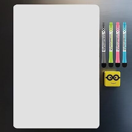STORE 2508 Alloy Steel Magnetic White Board Sheet Dry Erase Includes 4 Markers One Duster Can Be Stuck On Refrigerator Any Metal Surface 43X30 Cm