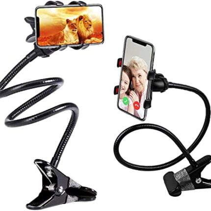 INEFABLE Mobile Phone Stand,Lazy Mbile Stand,Tabletop Stand,Metal Built -for Video, Heavy Duty Foldable Lazy Bracket Clip Mount, Multi Angle Clamp for All Smartphones-Multi Color-Pack of 1