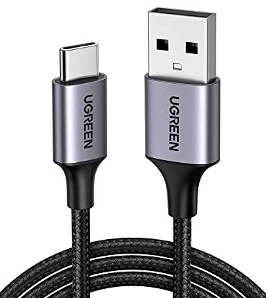 UGREEN USB-A 2.0 to USB-C Cable Nickel Plating Aluminum Braid 1m (Black)