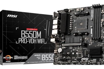 MSI B550M Pro-Vdh WiFi Ddr4, M.2, USB 3.2 Gen 1, Front Type-C, Wi-Fi, Hdmi, Micro ATX Gaming Motherboard AMD Ryzen 5000 Series Desktop Processors