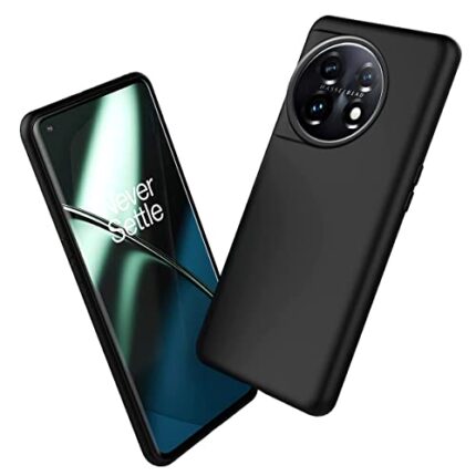 LIRAMARK Liquid Silicone Soft Back Cover Case for OnePlus 11 5G / 1+11 5G (Black)