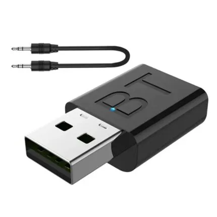 Dysense v5.0 Car Bluetooth Device with Audio Receiver, 3.5mm Connector, Bluetooth Adapter Transmitter Receiver USB 5.0 4-in-1,Wireless Audio Adapter for/Headphones/Speakers/Car (Black).